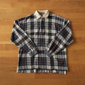 Guess Rugby Shirt Mens Multicolor Plaid Long Sleeve 90s Grunge Large Vintage